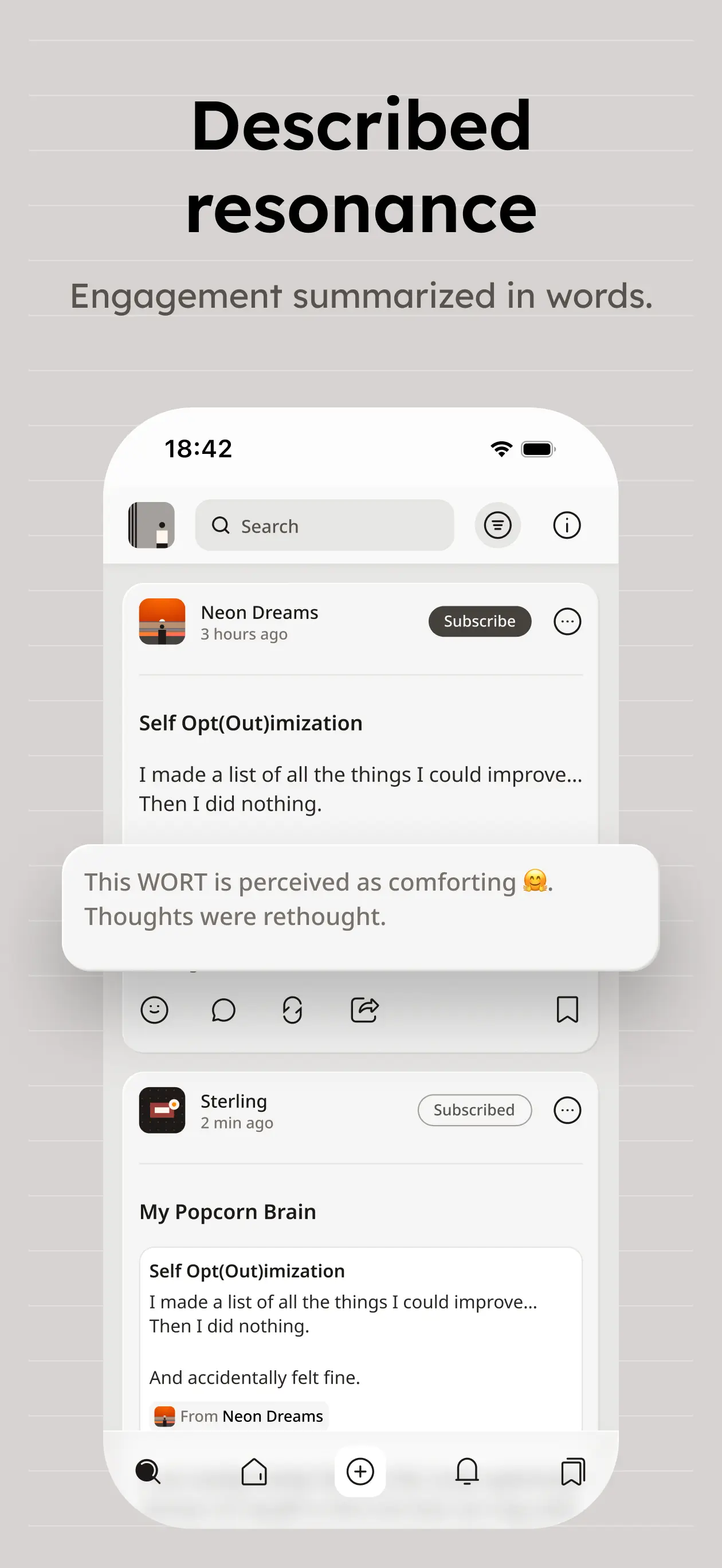 A image collage of the interface of the app WORTLING - showing the engagement options - how a user can react to a post.